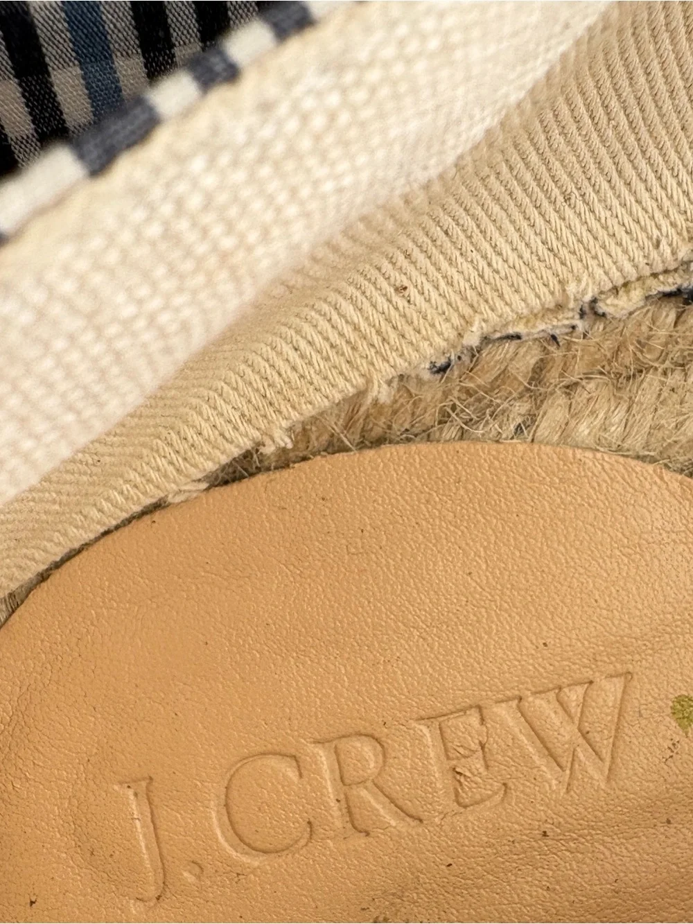 J. Crew sz 7 Classic Striped Plaid Espadrilles Jute made in Spain